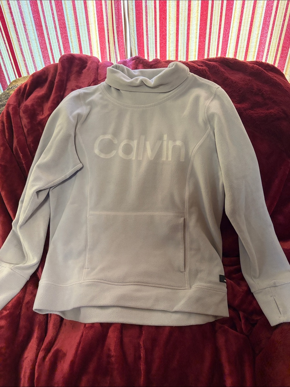Calvin Klein women’s Light Blue Funnel Neck Pullover Hoodie size Small